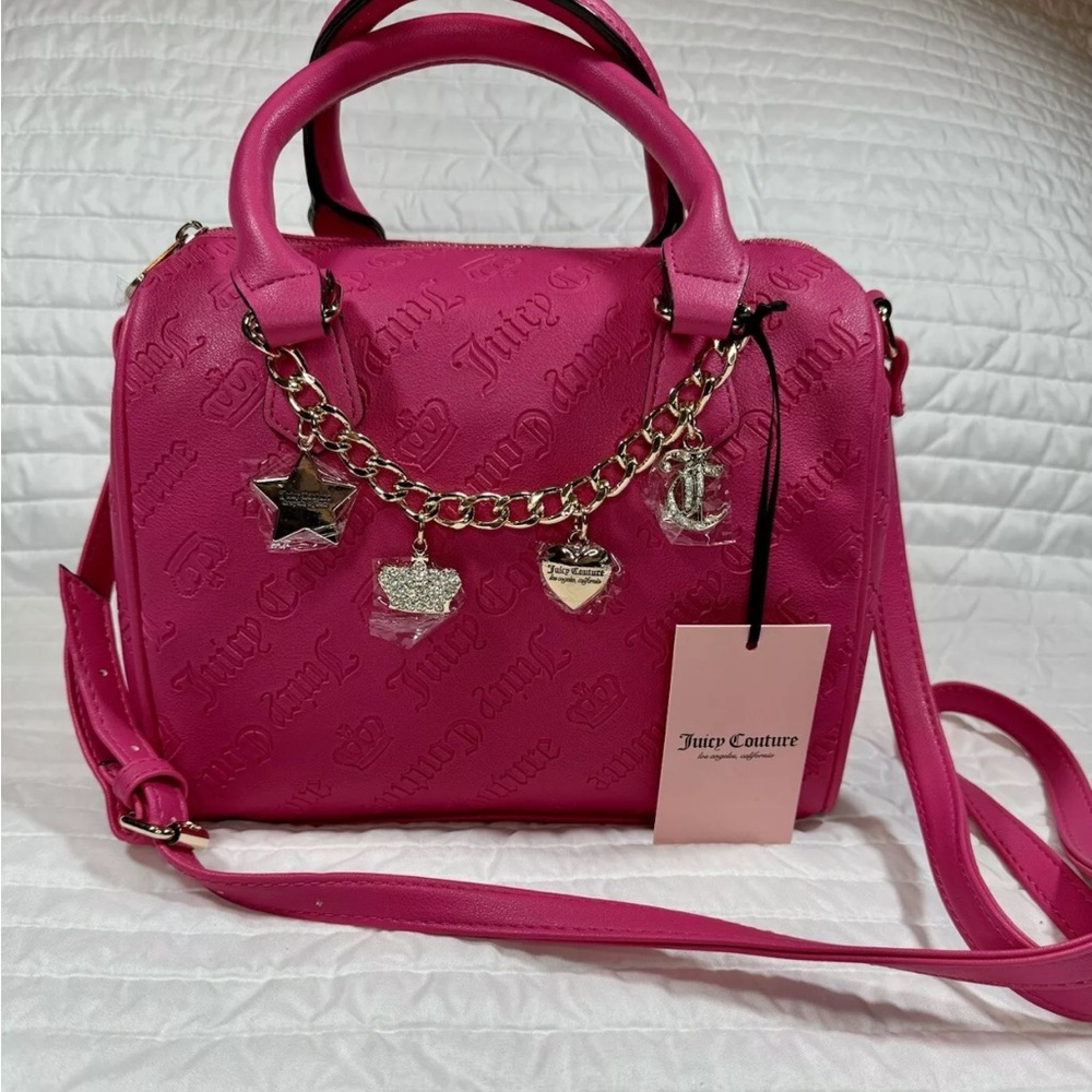 Juicy Couture Pink Satchel with Gold Hardware and Chain